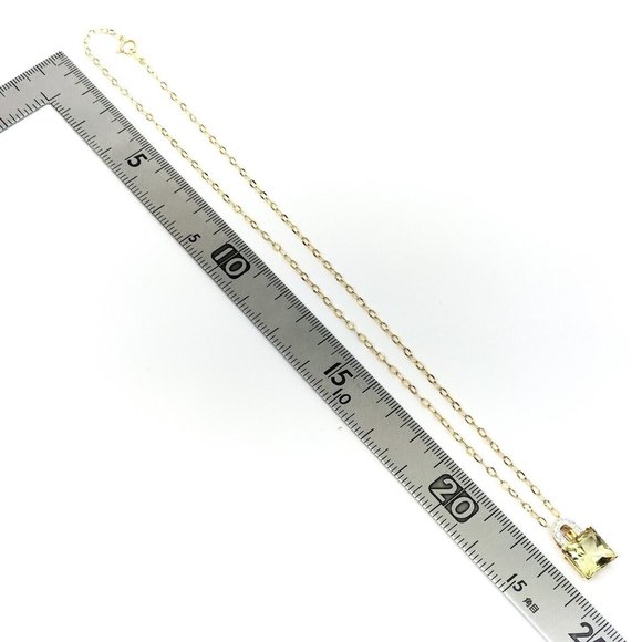 Genuine 18K Real Gold + Yellow Quartz Padlock Chain Necklace Diamonds GIA Tested - Picture 7 of 11